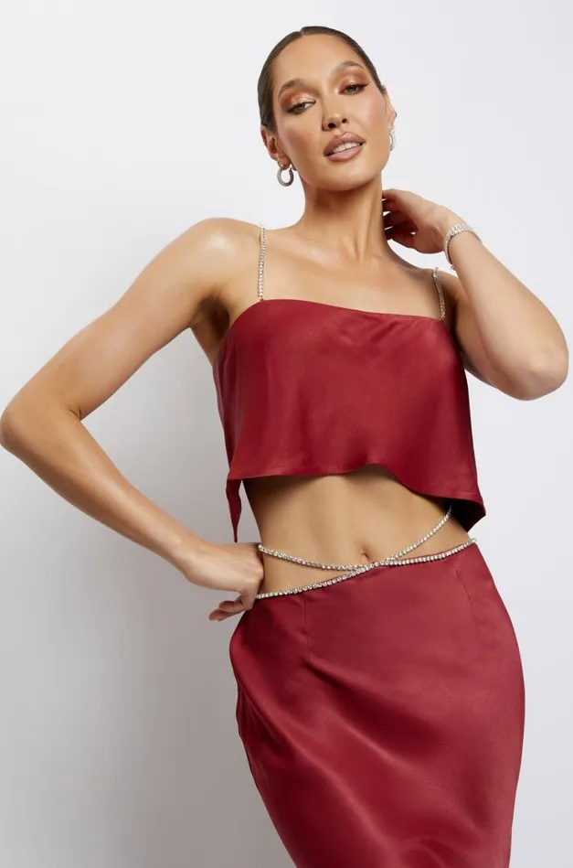 Women Meshki Tops Dayana Straight Cut Crop Top 8211 Wine Women Meshki Tops Dayana Straight Cut Crop Top 8211 Wine