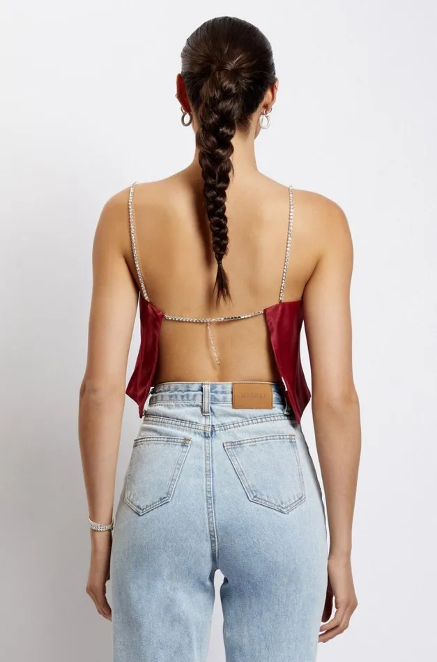 Women Meshki Tops Dayana Straight Cut Crop Top 8211 Wine Women Meshki Tops Dayana Straight Cut Crop Top 8211 Wine