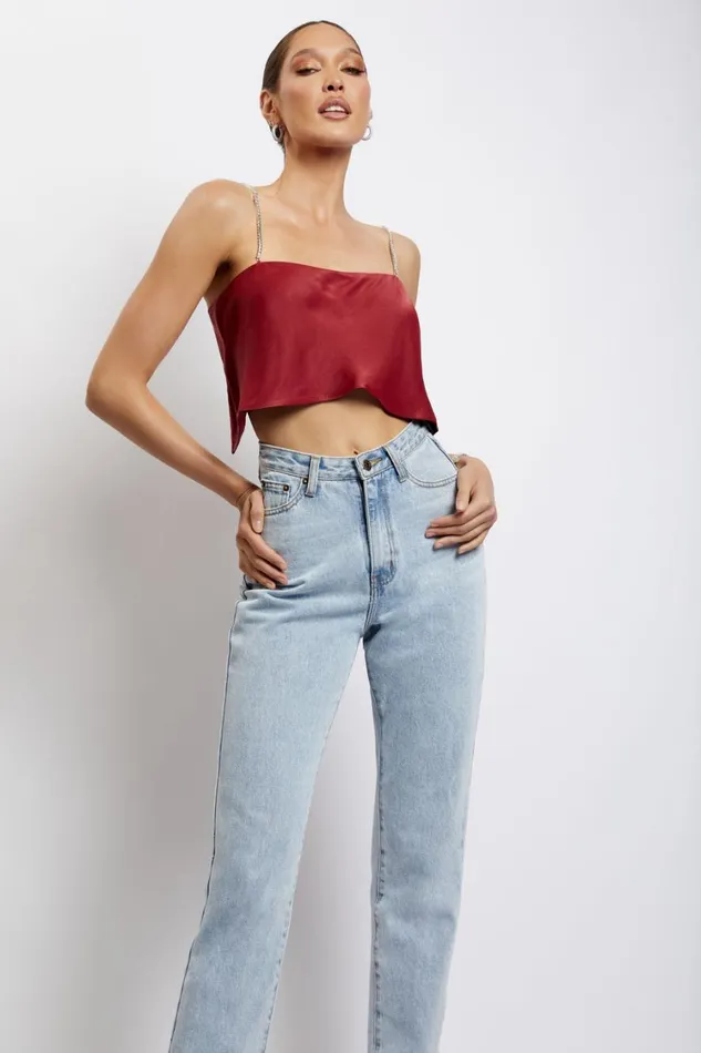 Women Meshki Tops Dayana Straight Cut Crop Top 8211 Wine Women Meshki Tops Dayana Straight Cut Crop Top 8211 Wine