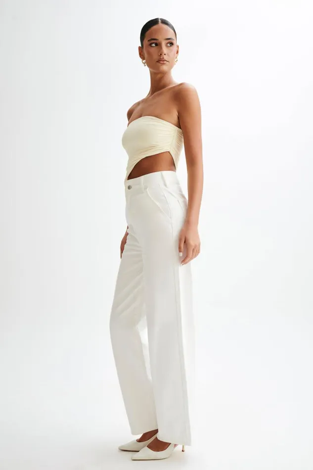 Women Meshki Tops Donata Slinky Strapless Top 8211 Lemon Sherbet