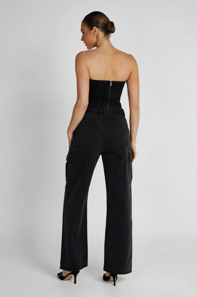 Women Meshki Tops Jordana Denim Tube Top 8211 Washed Black