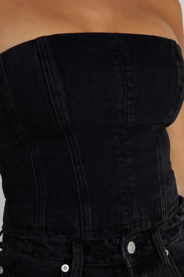 Women Meshki Tops Jordana Denim Tube Top 8211 Washed Black