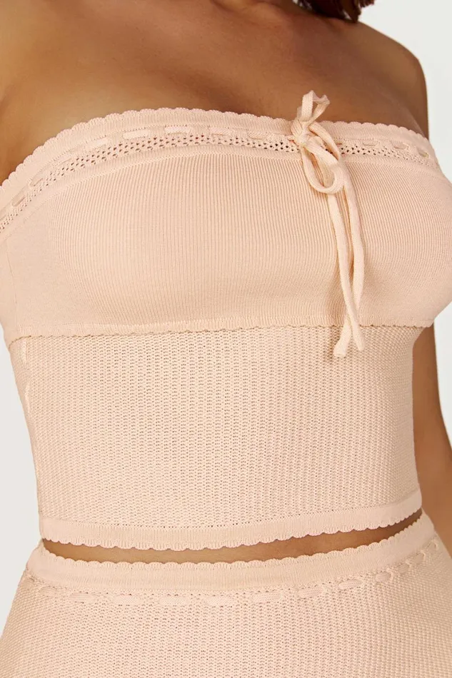 Women Meshki Tops Kyra Waffle Knit Tube Top 8211 Apricot