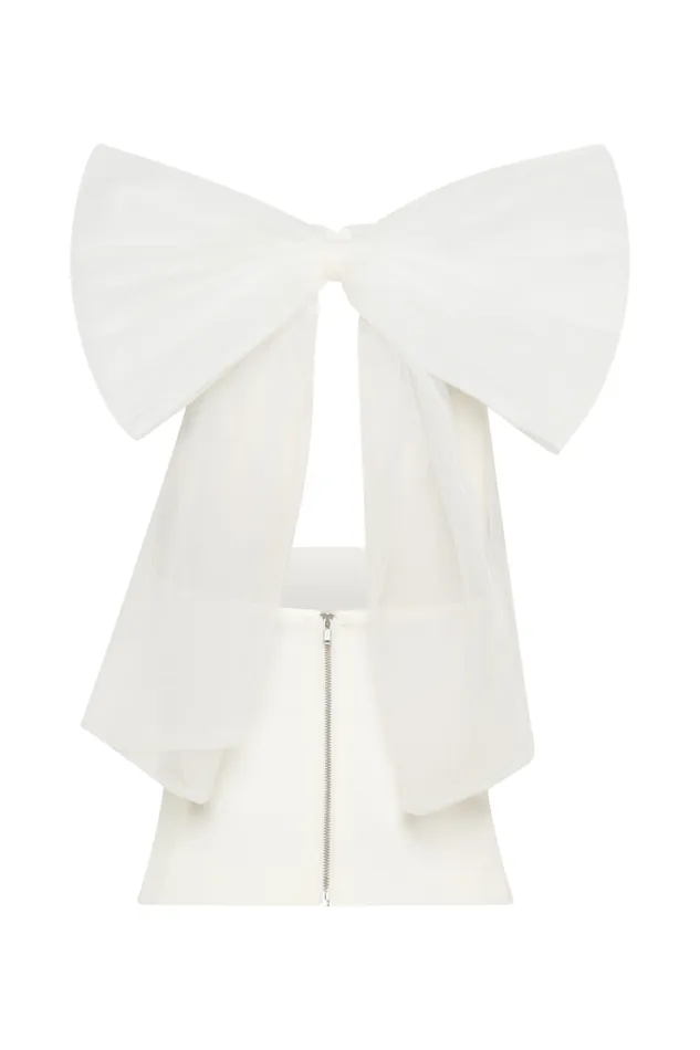 Women Meshki Tops Maryam Tulle Bow Top 8211 White