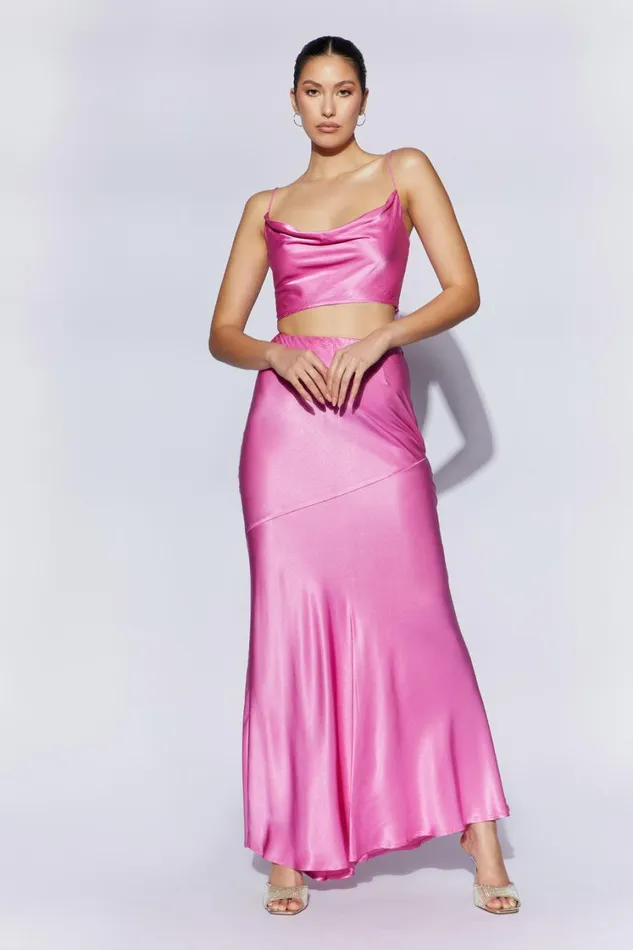 Women Meshki Tops Poppy Satin Cowl Neck Top 8211 Pink Women Meshki Tops Poppy Satin Cowl Neck Top 8211 Pink