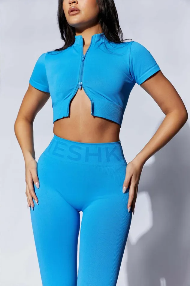 Women Meshki Tops Rylie Zip Up TShirt 8211 Blue Women Meshki Tops Rylie Zip Up TShirt 8211 Blue