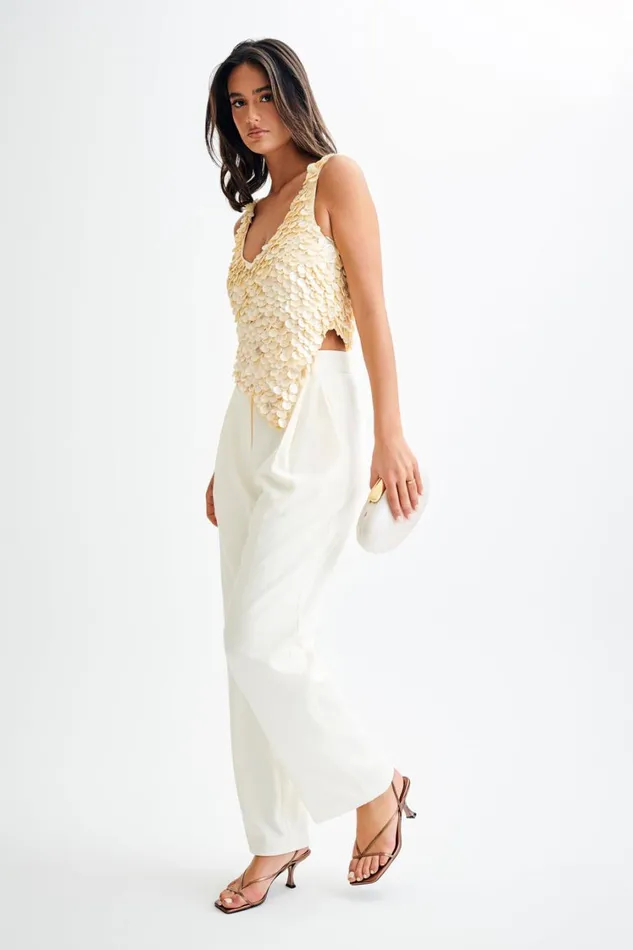 Women Meshki Tops Willow Mother Of Pearl Halter Top 8211 Pearl