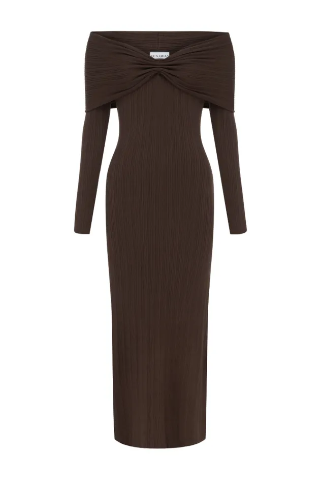 Women Midi Dresses Runaway The Label AIRILIE MIDI DRESS Brown