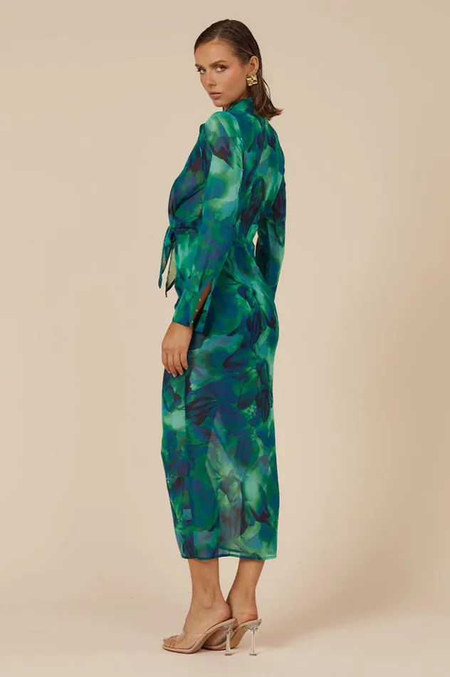 Women Midi Dresses Runaway The Label Calista Shirt Dress Green