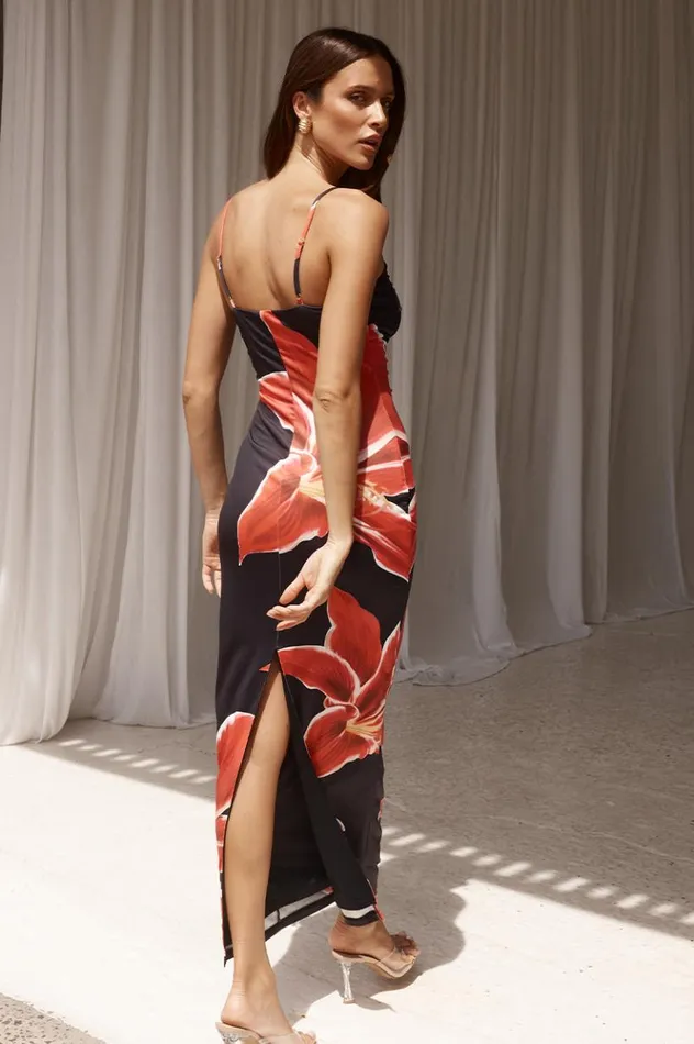 Women Midi Dresses Runaway The Label DEIA MIDI DRESS Black Lily