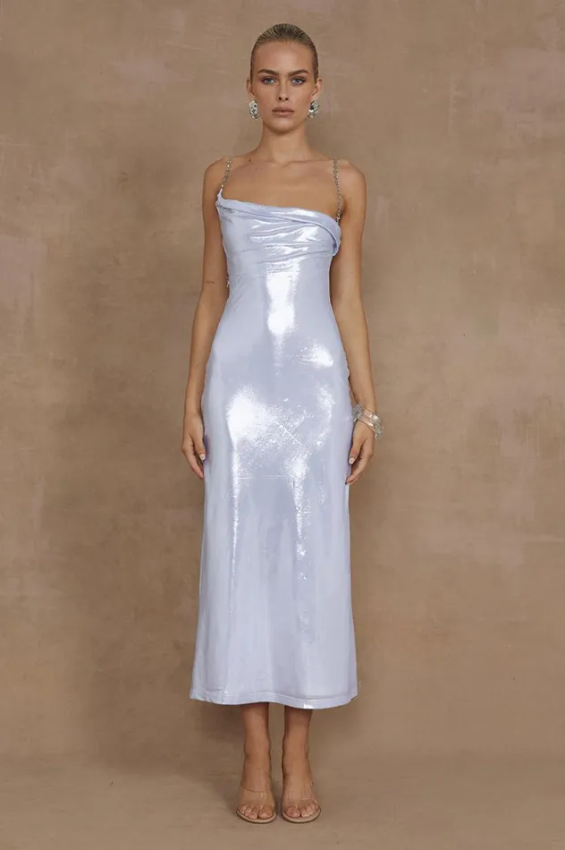 Women Midi Dresses Runaway The Label DENALI MIDI DRESS Silver