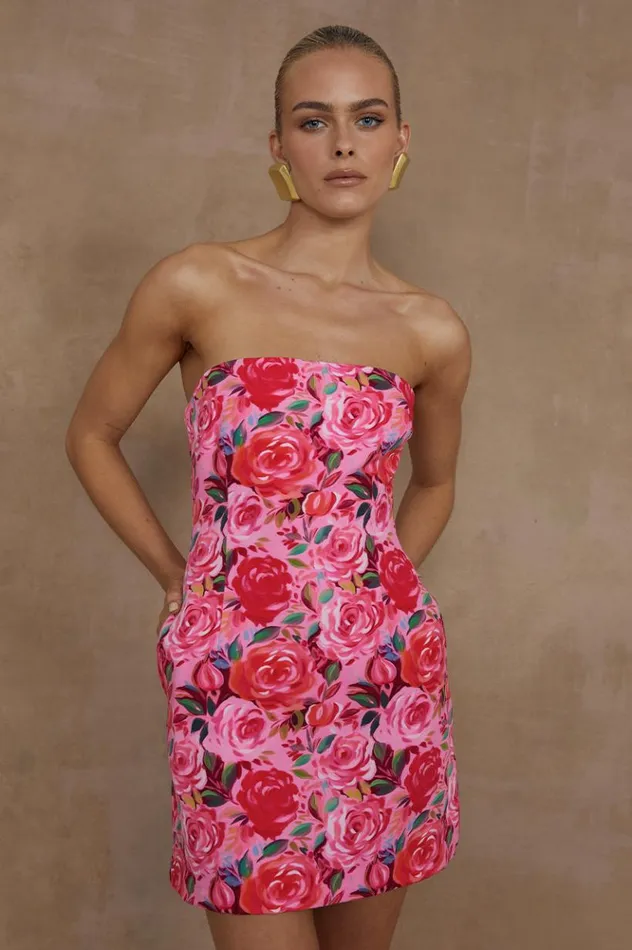 Women Mini Dresses Runaway The Label PRIMROSE MINI DRESS Begonia Print