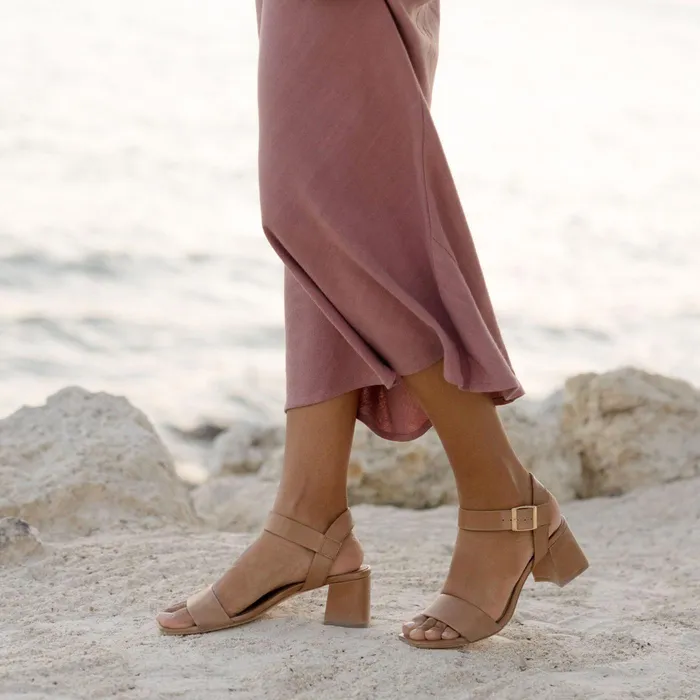 Women Nisolo Sandals Stella GoTo Block Heel Sandal Almond