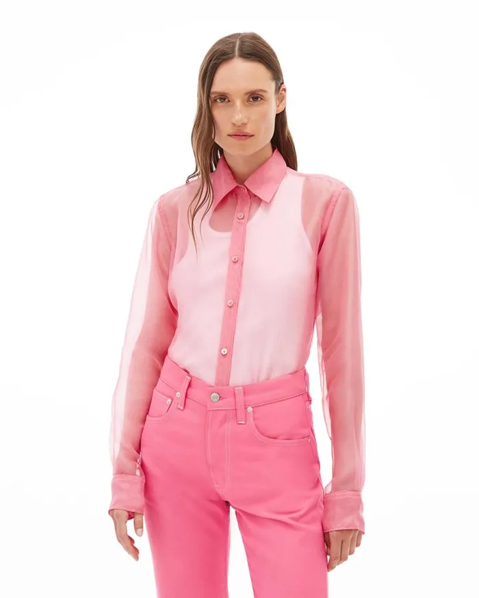 Women Organza Shirt Pink Helmut Lang Tops