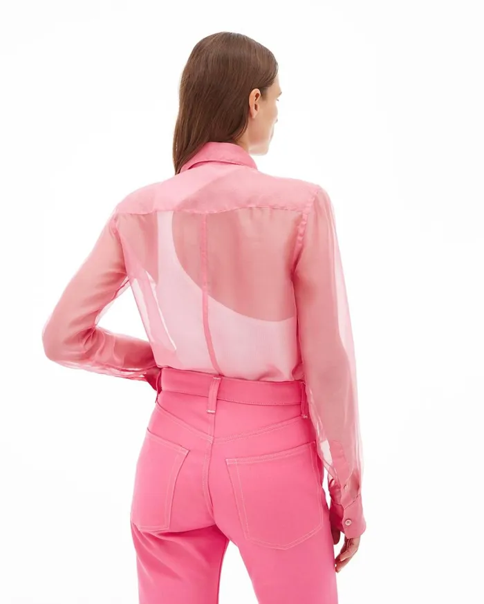 Women Organza Shirt Pink Helmut Lang Tops