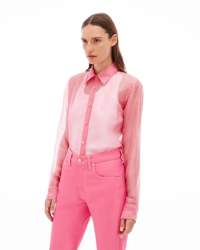 Women Organza Shirt Pink Helmut Lang Tops