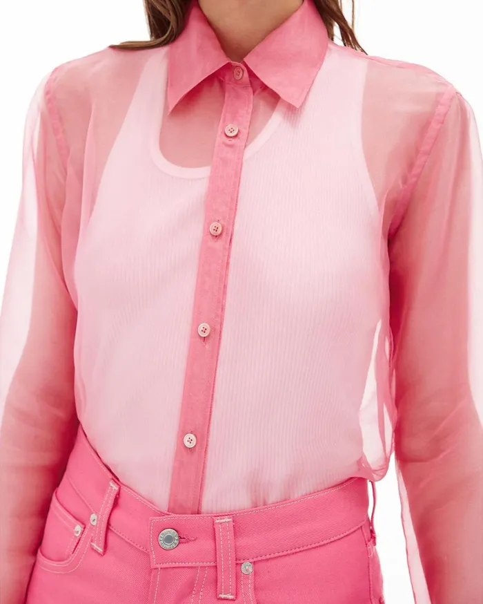 Women Organza Shirt Pink Helmut Lang Tops