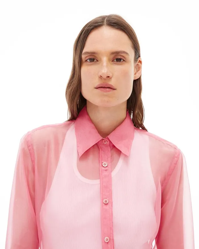 Women Organza Shirt Pink Helmut Lang Tops