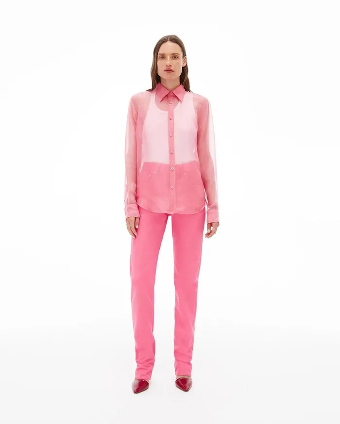 Women Organza Shirt Pink Helmut Lang Tops