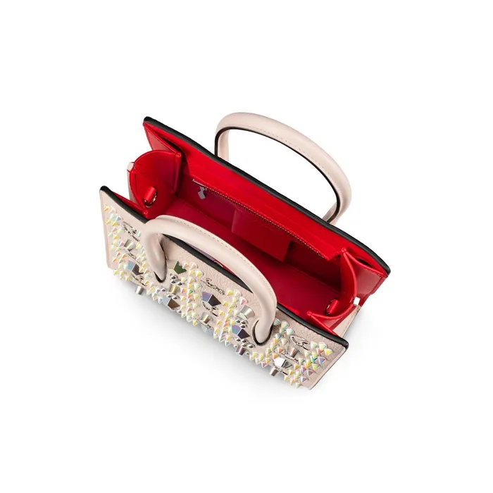 Women Paloma Mini Top Handle Bag 8211 Grained Calf Leather And Spikes Loubinthesky 8211 Leche Beige Christian Louboutin Top Handles