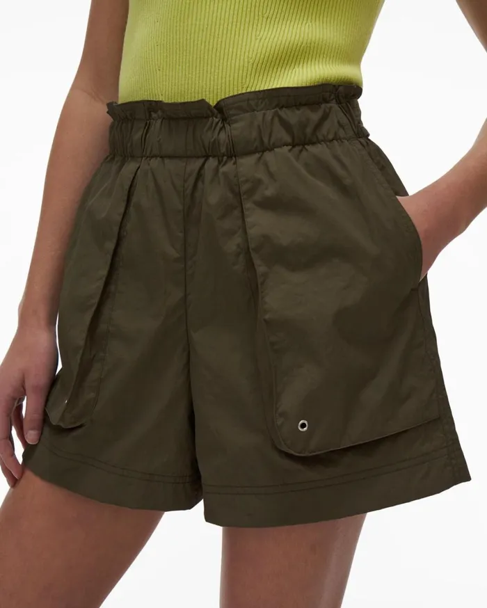 Women Paper Bag Short Burnt Olive Helmut Lang Shorts