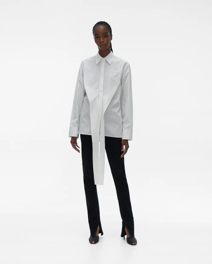 Women Poplin Wrap Shirt White Helmut Lang Tops