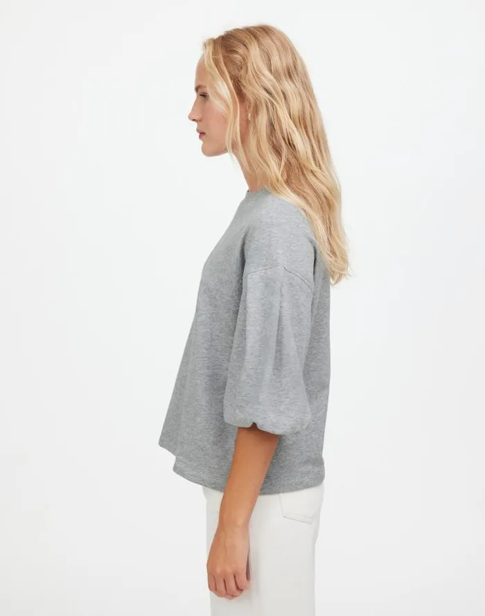 Women PuffSleeve Sweatshirt Tee Hthr Gym Class Grey Madewell Tops and Shirts