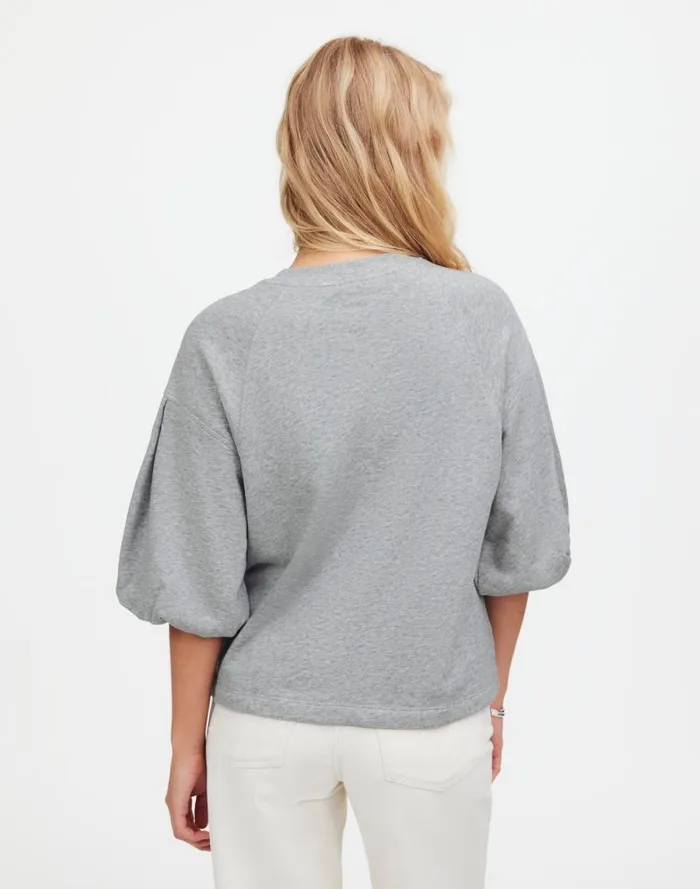Women PuffSleeve Sweatshirt Tee Hthr Gym Class Grey Madewell Tops and Shirts