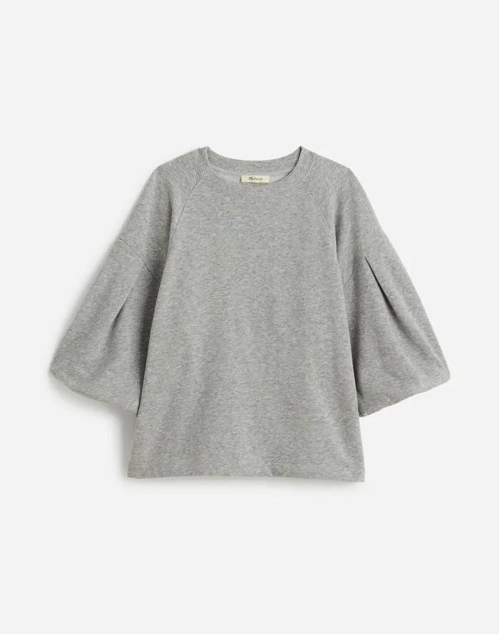 Women PuffSleeve Sweatshirt Tee Hthr Gym Class Grey Madewell Tops and Shirts