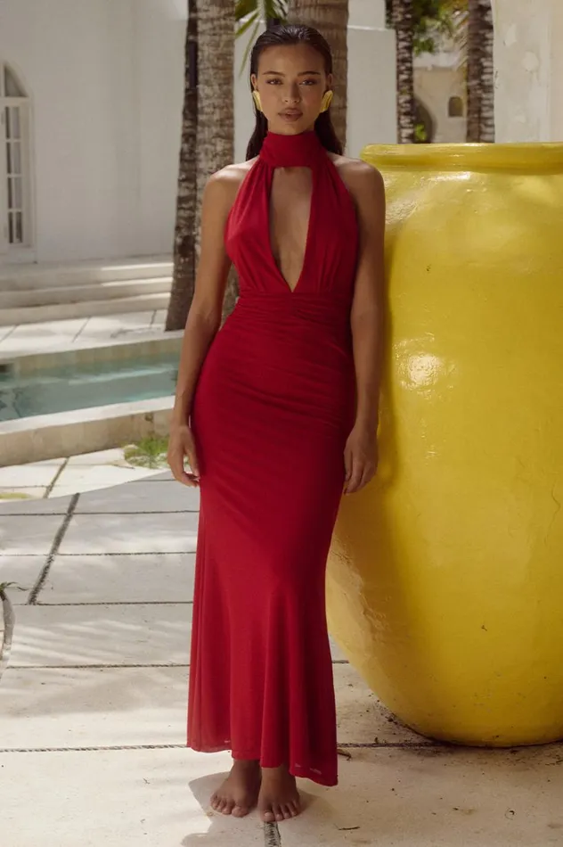 Women Race Day Dresses Runaway The Label ANTONIE MAXI DRESS Cherry