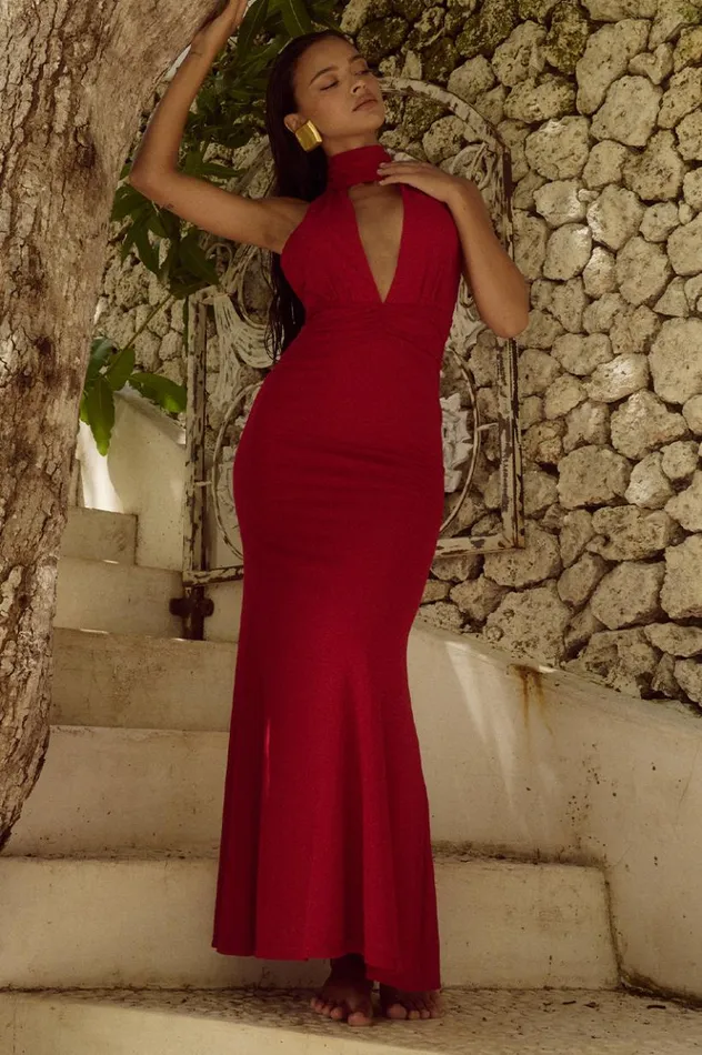 Women Race Day Dresses Runaway The Label ANTONIE MAXI DRESS Cherry