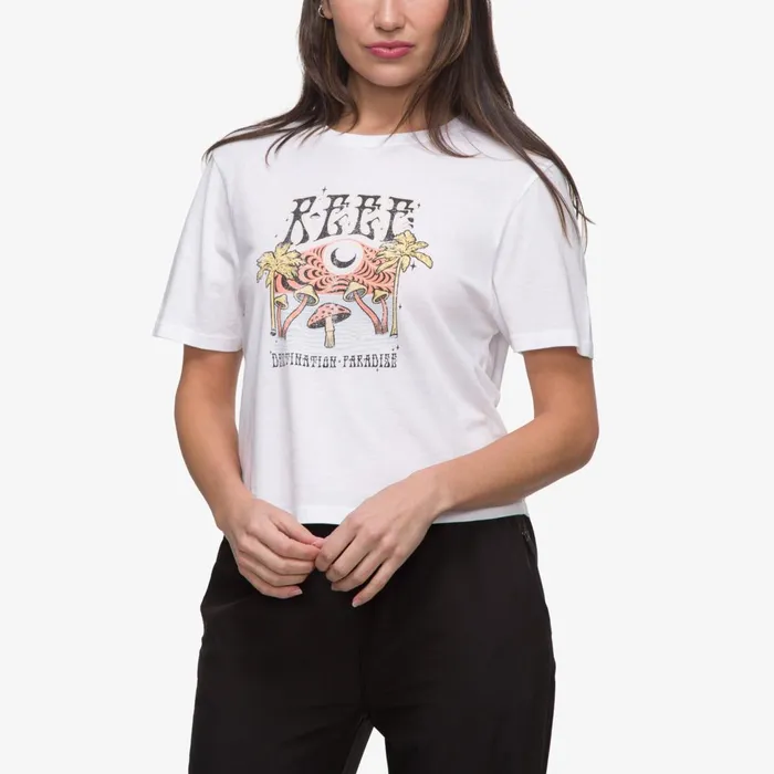 Women Reef TShirts Tanks and Dresses Poster Child Short Sleeve Crop Tee Bright White Women Reef TShirts Tanks and Dresses Poster Child Short Sleeve Crop Tee Bright White
