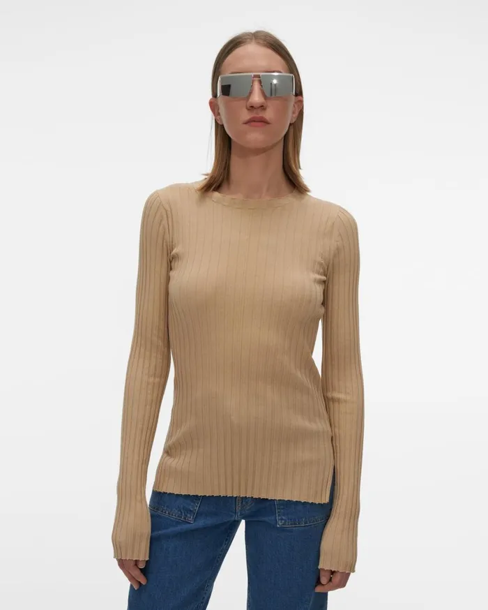 Women Ribbed Crewneck Sweater Nude Helmut Lang Sweaters