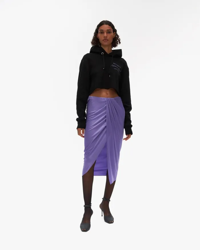 Women Ruched Silk Skirt Voltaic Purple Helmut Lang Skirts