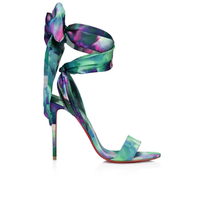 Women Sandale Du Dsert 100 Mm Sandals 8211 Crepe Satin Melancholia Print 8211 Multicolor Multicolor Christian Louboutin Sandals and Slides