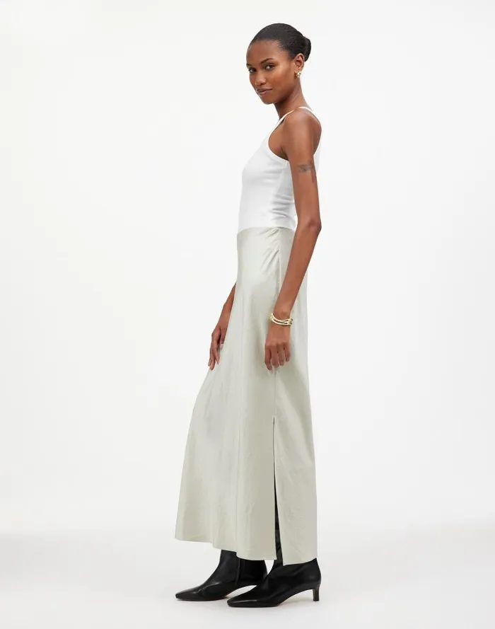 Women Satin Maxi Slip Skirt Steel Madewell Skirts