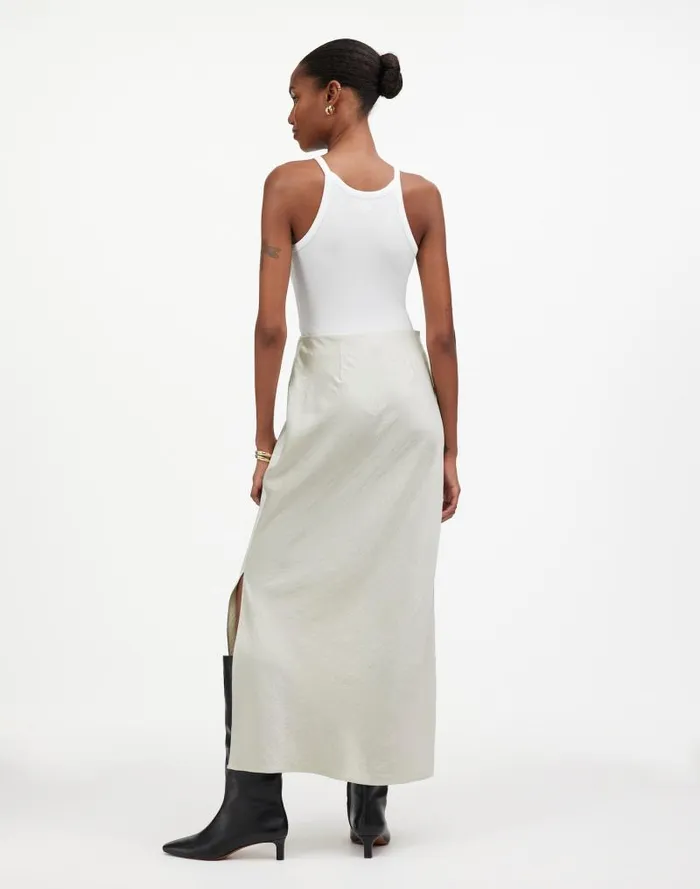 Women Satin Maxi Slip Skirt Steel Madewell Skirts