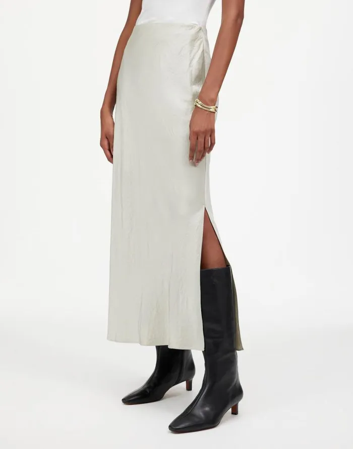 Women Satin Maxi Slip Skirt Steel Madewell Skirts