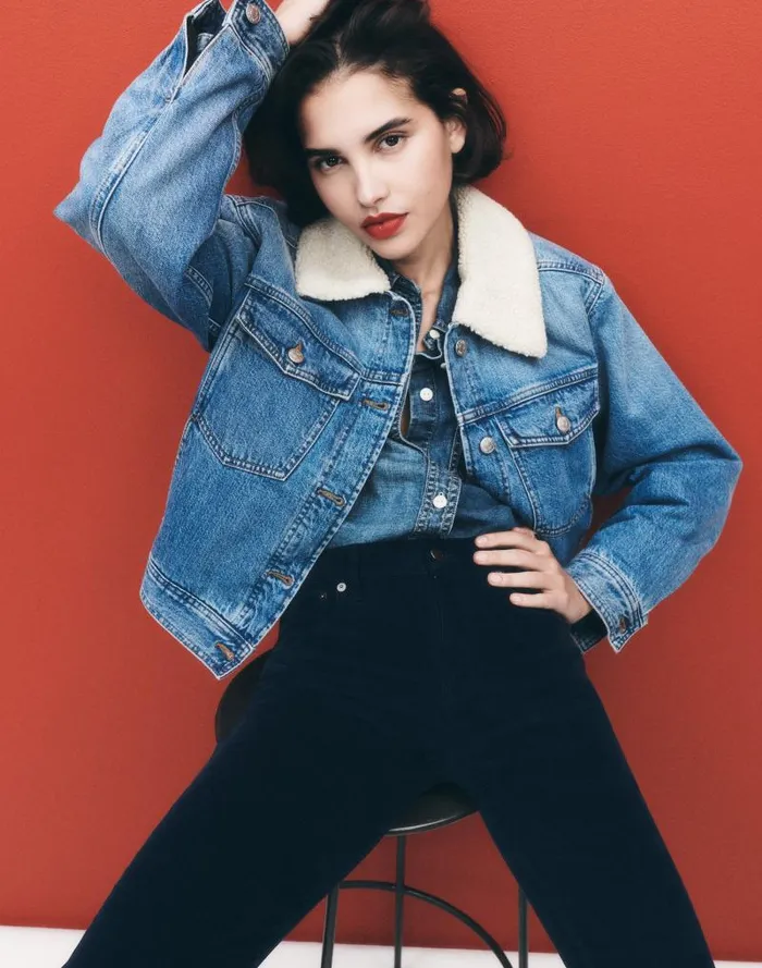 Women SherpaCollar Jean Jacket In Lanesboro Wash Lanesboro Wash Madewell Coats Jackets