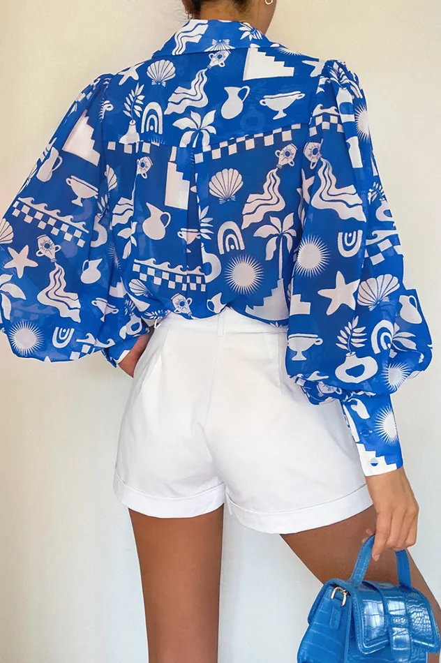 Women Shirts and Blouses Runaway The Label FLEETWOOD BLOUSE Cove Blue