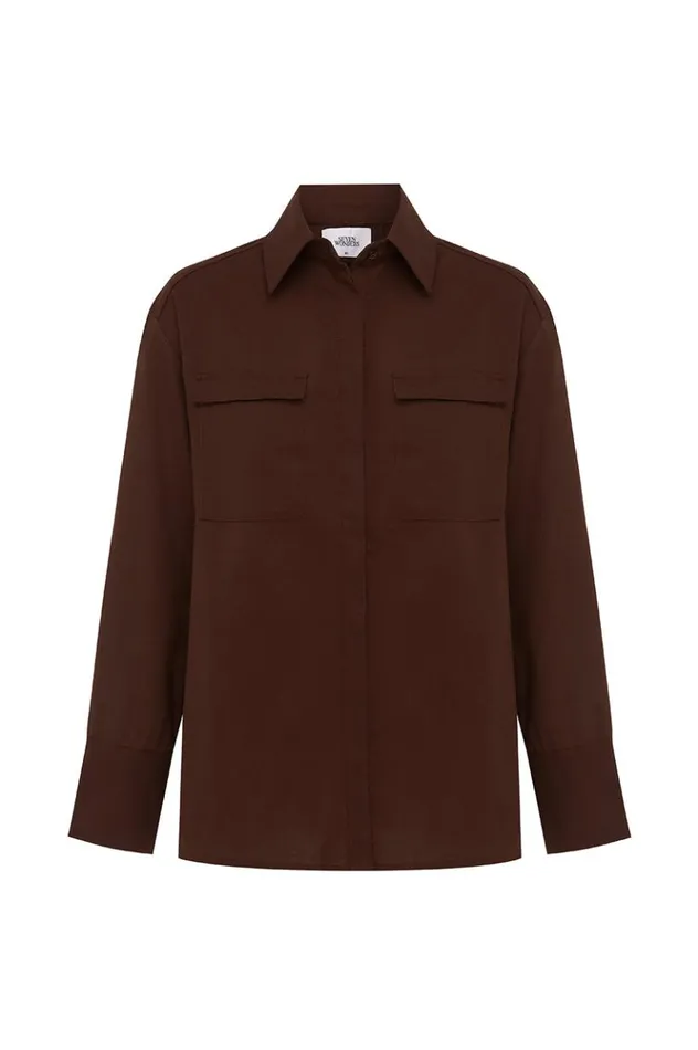 Women Shirts and Blouses Runaway The Label PICCILO SHIRT Chocolate