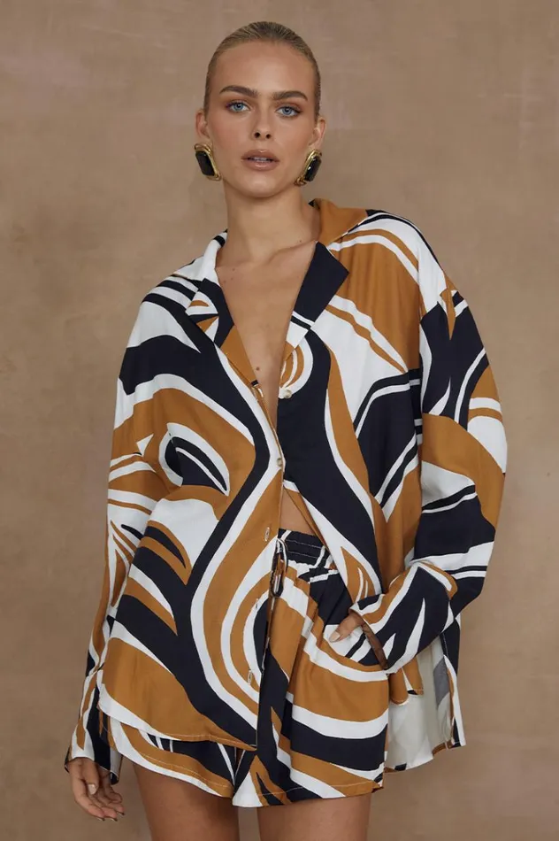Women Shirts and Blouses Runaway The Label SOLA SHIRT Pantina Caramel
