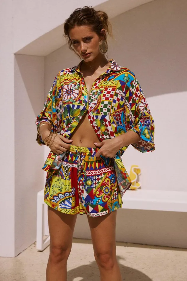 Women Shorts Runaway The Label VENUS SHORT Phaedra Print