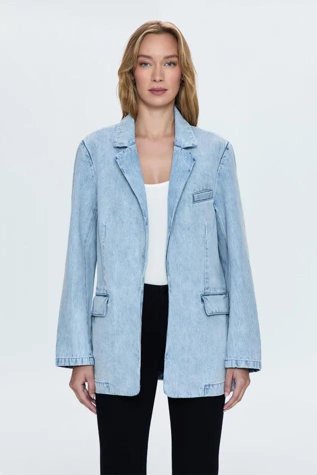 Women Skylar Blazer 8211 Powder Pistola Denim Jackets and Outerwear