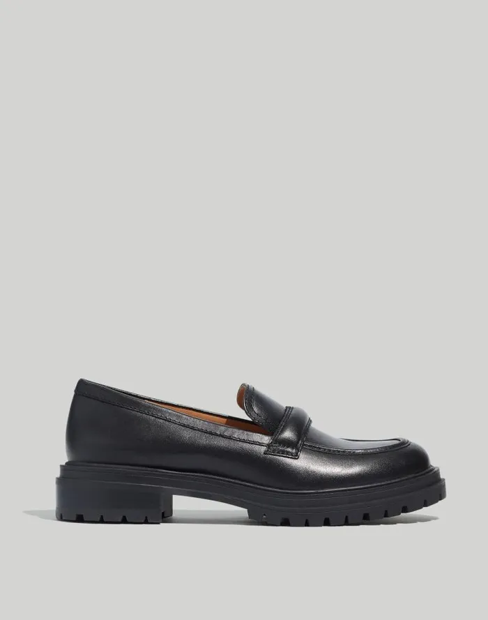 Women The Bradley Lugsole Loafer In Leather True Black Madewell Flats and Loafers