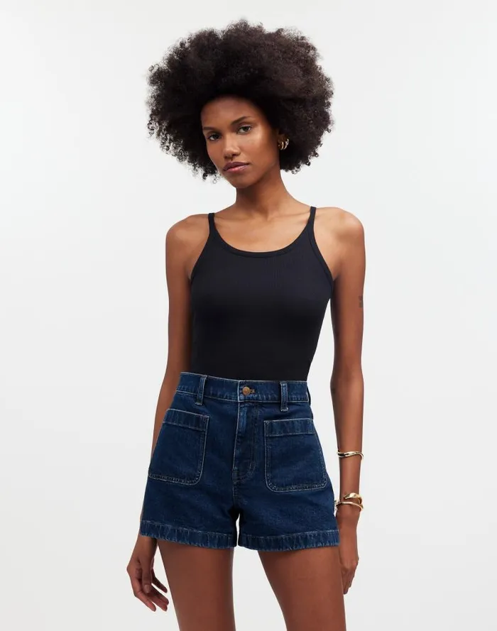 Women The Denim Emmett Short Patch Pocket Edition Stonegrove Wash Madewell Shorts