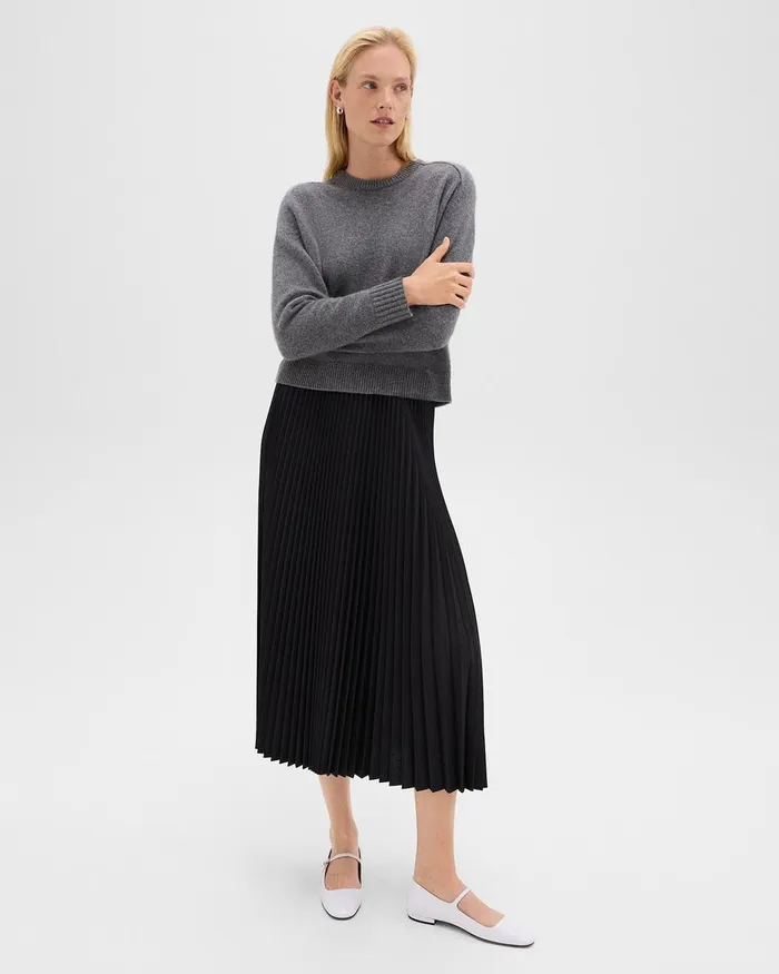 Women Theory Sweaters Cardigans Cropped Sweater In Cashmere Light Charcoal