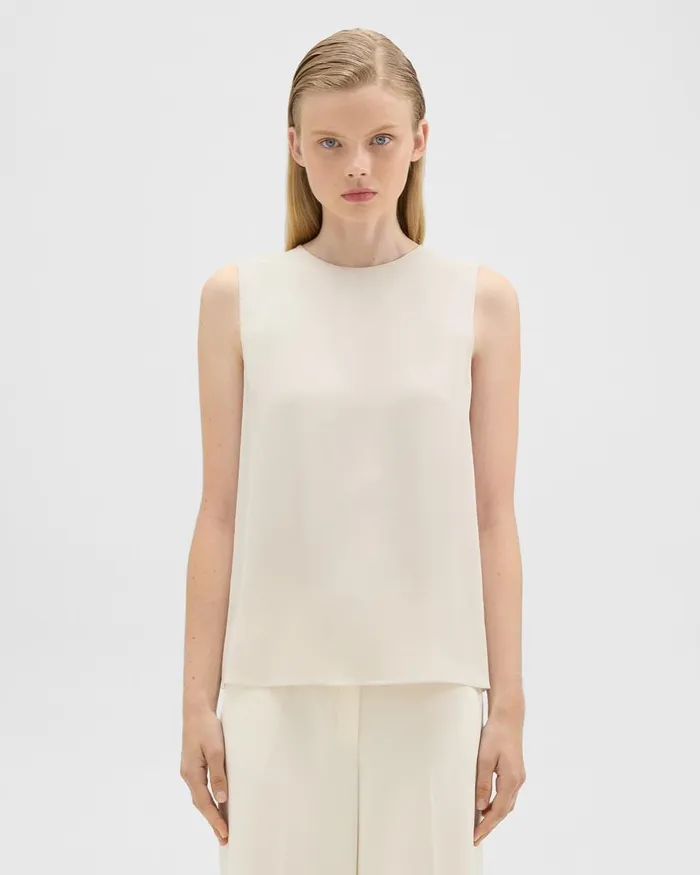 Women Theory Tops Shell Top In Silk Georgette Sand