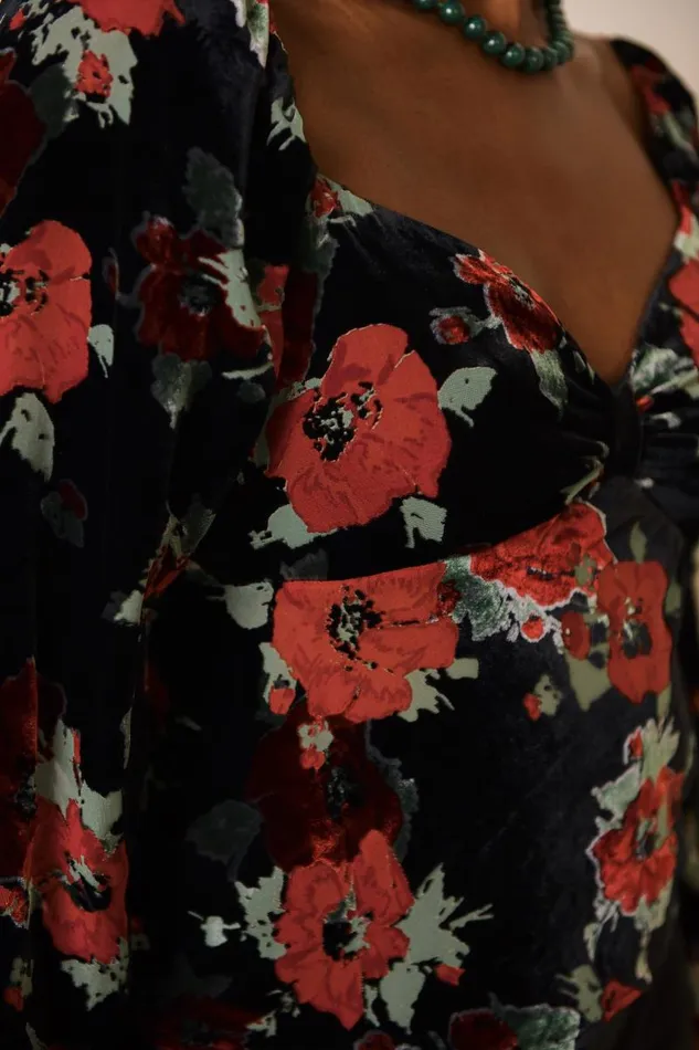 Women Tops RIXO Bridgette Black Poppy Burnout Women Tops RIXO Bridgette Black Poppy Burnout