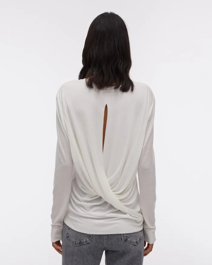 Women Twist Back Jersey Longsleeved Top Dove Helmut Lang TShirts and Sweatshirts
